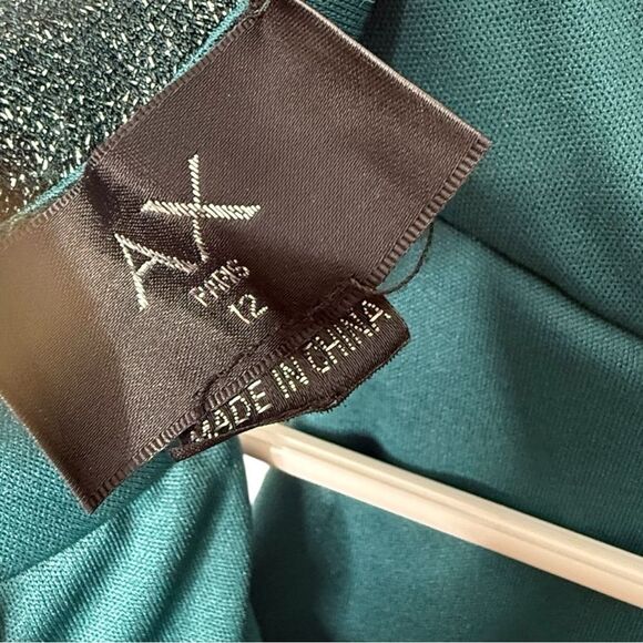 AX Paris Teal Sparkle High Neck Ruched Midi Dress size 12 - Picture 9 of 10